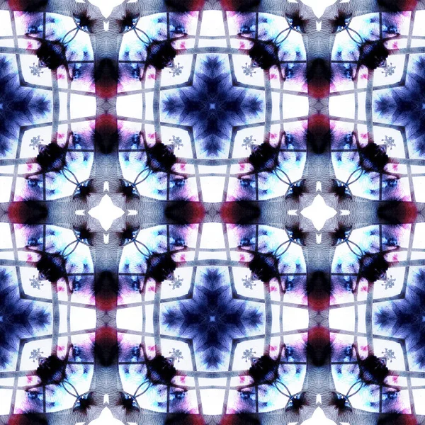 Arabisch patroon. Blauwe en witte naadloze textuur. Abstract Shibori Design. Herhaal Tie Dye Rapport. Ikat Russia Design. Etnische Arabische Geometrische Patroon. — Stockfoto