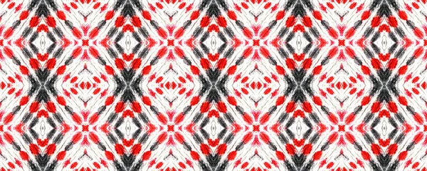 Tribal Boho Pattern. Seamless Tie Dye Ornament. Ikat Persian Print. Abstraktes Shibori-Design. Rot, Schwarz, Weiß Nahtlose Textur. Ethnische Stammes-Boho-Muster. — Stockfoto