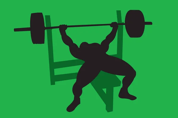 Powerlifting Silhouette Muscular Benchpress — Stock Vector