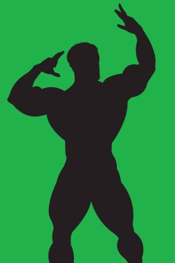 Bodybuilder silhouette in classic pose clipart