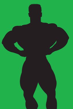 Lat yayılmış poz Bodybuilder siluet