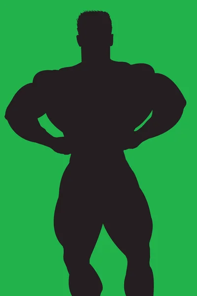 Bodybuilder Silhouette Lat Spread Pose — Stock Vector