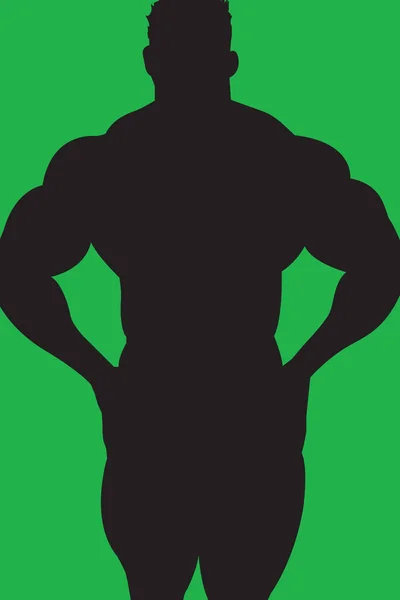 Silhouette Bodybuilder Dans Pose Musculaire — Image vectorielle