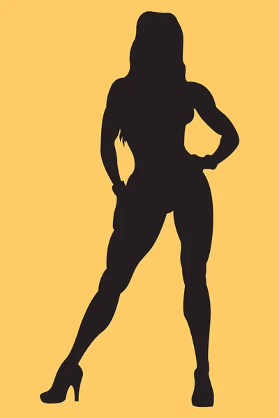 Atletische Vrouwelijke Silhouet Bikini Fitness — Stockvector