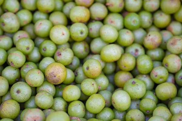 Haufen Phyllanthus Emblica Früchte Zum Verkauf Auf Dem Markt Vollbild — Stockfoto