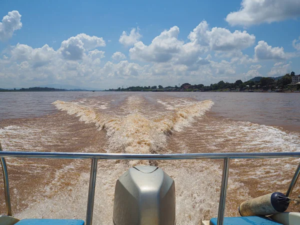 Speed Boat Trip Mekong River Chiang Sean Thailand Space Text — Stock Photo, Image