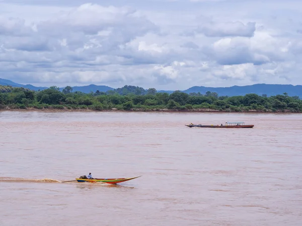 Boats Mekong River Chiang Sean Thailand Space Text — Stock Photo, Image