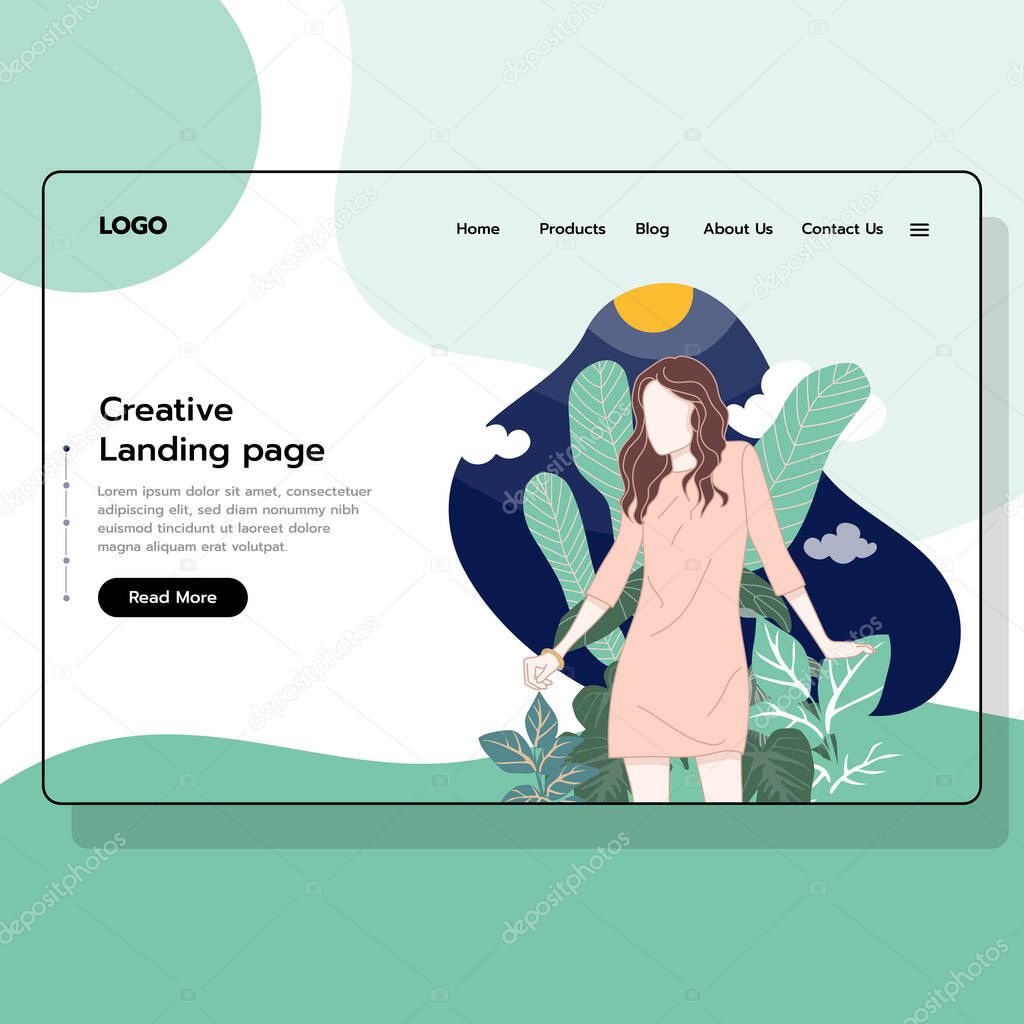 Website e-commerces, woman style shopping, landing page and web design concept, website templates, e-commerce templates vector.