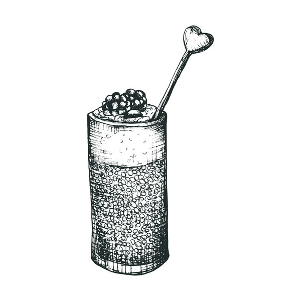 Vektor Illustration Eines Glas Matcha Glases Mit Blasen Und Schaumstoff — Stockvektor