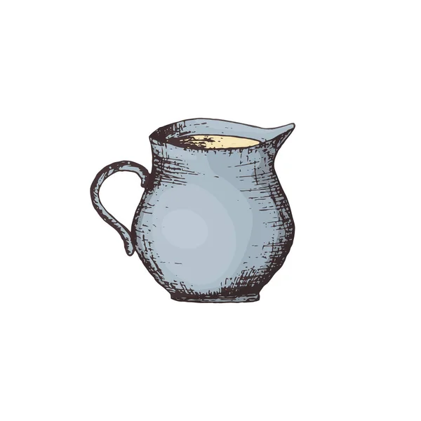 Векторная Иллюстрация Сливок Молока Чая Кофе Нарисованных Вручную Крем Кувшин — стоковый вектор