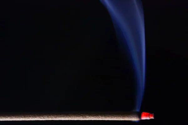 Close Picture Burning Incence Releasing Blue Fragrance Smoke Night — Stock Photo, Image