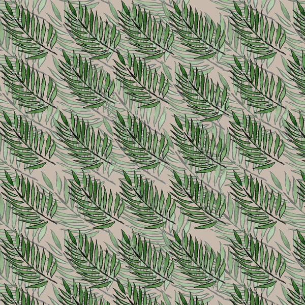 Aquarel Naadloze Illustratie Van Palmbladeren Een Bruine Achtergrond Patroon — Stockfoto