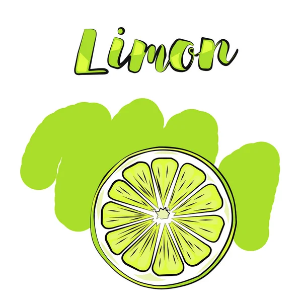 Color Illustration Lemon Lettering White Background — Stock Photo, Image