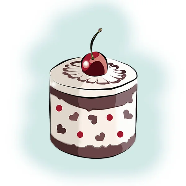 Color Illustration Chocolate Cake White Background — Stock Photo, Image