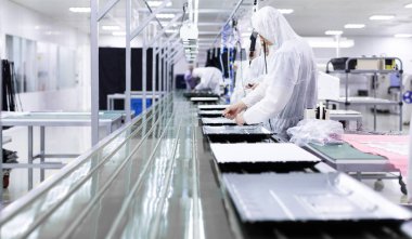 Minsk, Belarus - 08 Mayıs 2018: Toplu televizyonlar için atölye