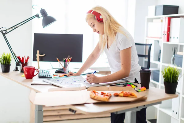 Kulaklık bir genç kız tablo anlamına gelir ve bir işaretleyici elinde tutar. Bir manyetik tahta tablodur.