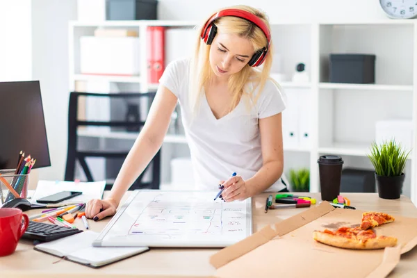 Kulaklık bir genç kız tablo anlamına gelir ve bir işaretleyici elinde tutar. Bir manyetik tahta tablodur.