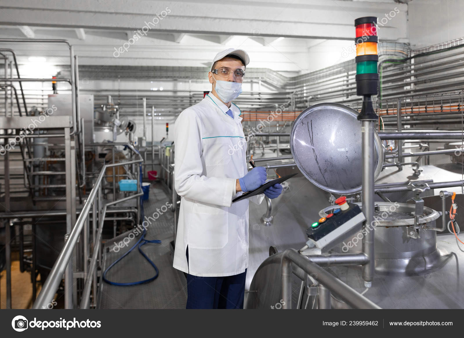 Technologist controls the production of dairy products At the plant