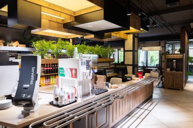 Minsk, Beyaz Rusya - 29 Mayıs 2019: kasa ve vitrinlerin yakın çekimi