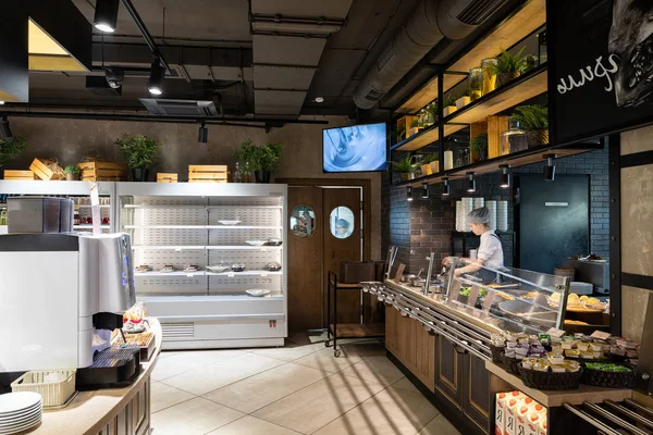 Minsk, Beyaz Rusya - 29 Mayıs 2019: kasa ve vitrinlerin yakın çekimi