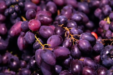 Lezzetli kokulu egzotik berry yakın çekim, siyah üzüm arka plan