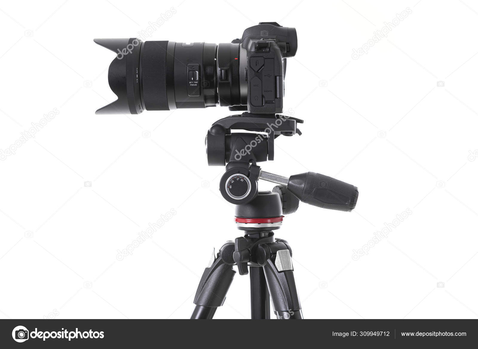 Side View Modern Camera Device Big Camera Lens Isolated Stock Photo by ©fotoevent.stock 309949712