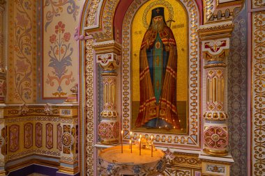 Minsk, Beyaz Rusya - Haziran, 2019. Saint Luke Havari ve Evangelist Simgesi