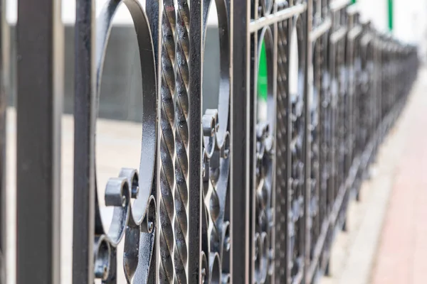 Wrought Black Iron Balustrade Bridge Depth Field Photo — 图库照片