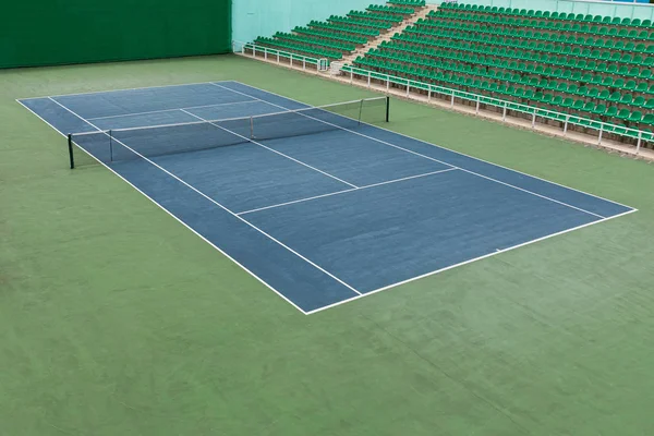 Vooraanzicht Van Lege Tennisbaan Voor Wedstrijd Begint — Stockfoto