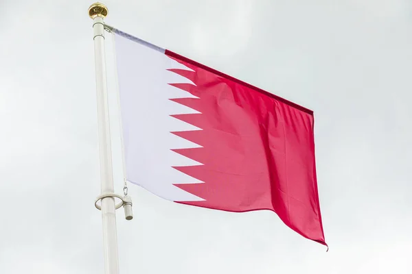 Katar Flag Waving Wind Sky — Stock Photo, Image