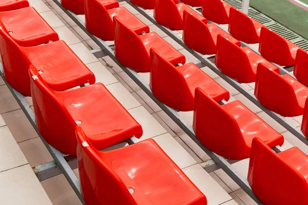 Low Angle View Elecric Orange Sport Facility Spectator Seats Renovated — Stock Photo, Image