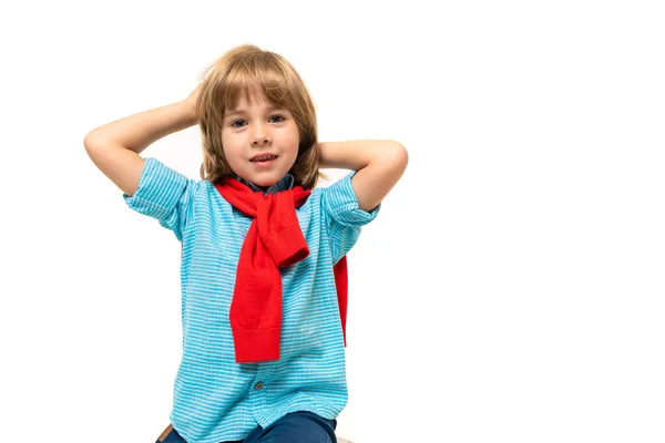 Lindo Niño Moda Posando Estudio —  Fotos de Stock