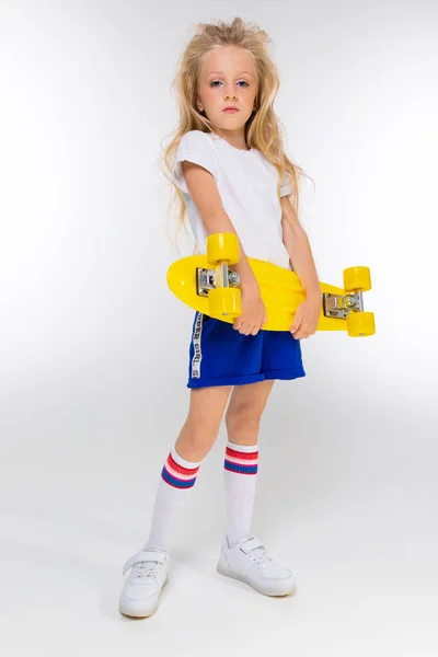 Cool Little Girl Posing Skate — Stock Photo, Image