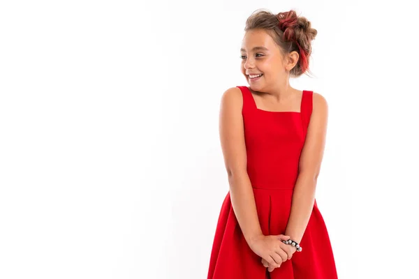 Cute Little Girl Posing White Background — Stock Photo, Image