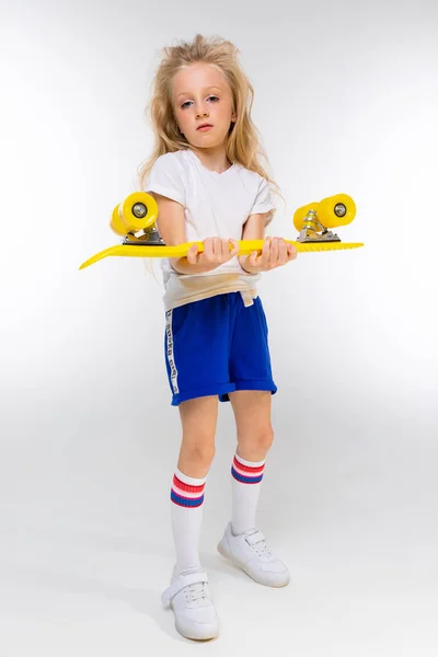 Cool Little Girl Posing Skate — Stock Photo, Image