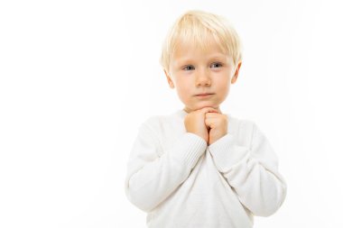 Şirin duygusal küçük çocuk 