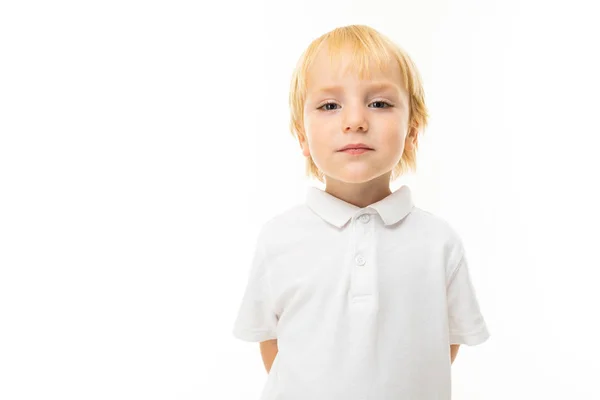 Little Boy Posing White Background — Stock Photo, Image