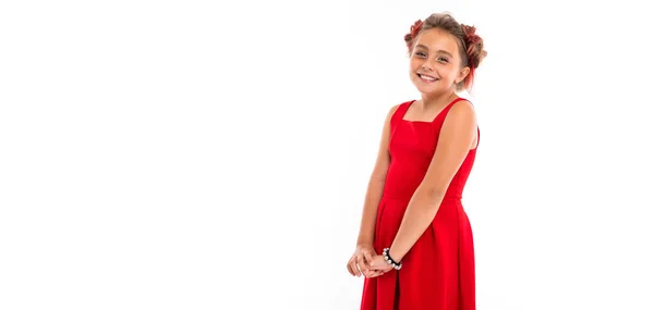 Cute Little Girl Posing White Background — Stock Photo, Image