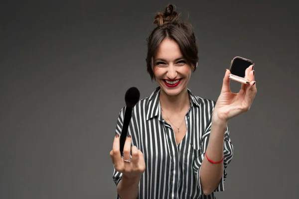 Beautiful Brunette Woman Making Make — Stock Photo, Image