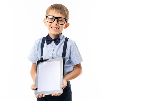 Boy Tablet White — Stock Photo, Image