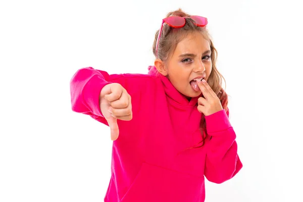 Cute Little Girl Posing White Background — Stock Photo, Image