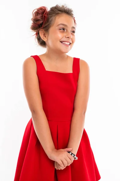 Cute Little Girl Posing White Background — Stock Photo, Image