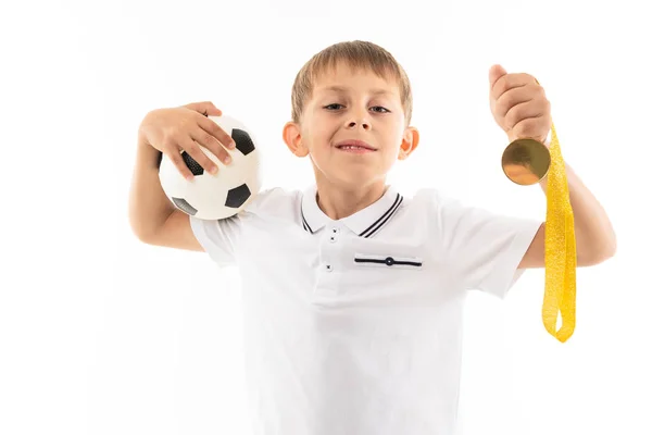 Little Boy Playing Soccer Ball - Stock-foto