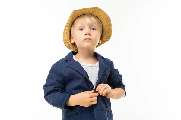 Portrait Cute Little Boy Hat — Stock Photo, Image