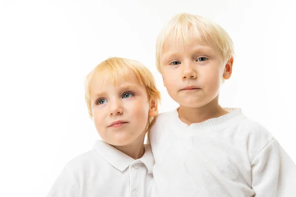 Nahaufnahme Porträt Zweier Kleiner Brüder — Stockfoto