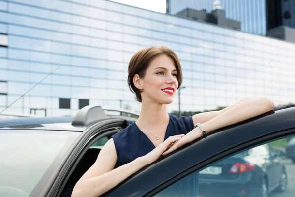 Young Beautiful Woman Posing Car Stock Picture