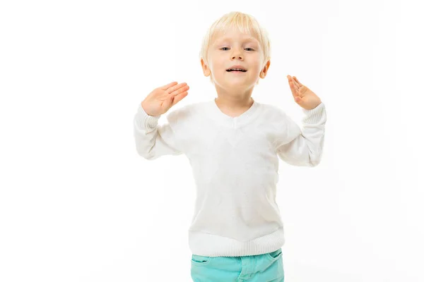 Schattige Emotionele Kleine Jongen — Stockfoto