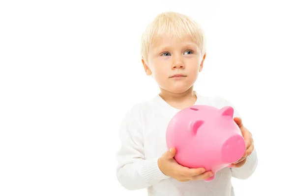 Niño Pequeño Con Alcancía —  Fotos de Stock