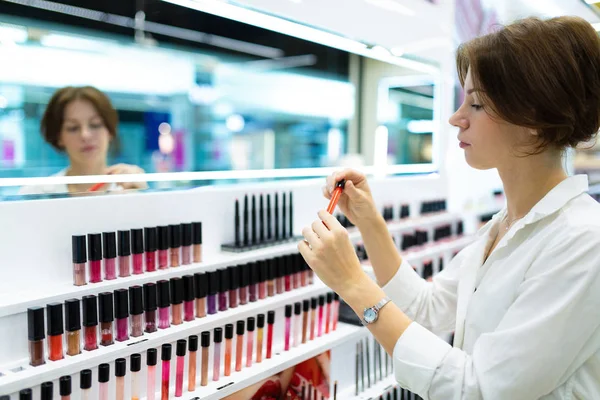 Beautiful Woman Seller Cosmetics Store Stock Photo