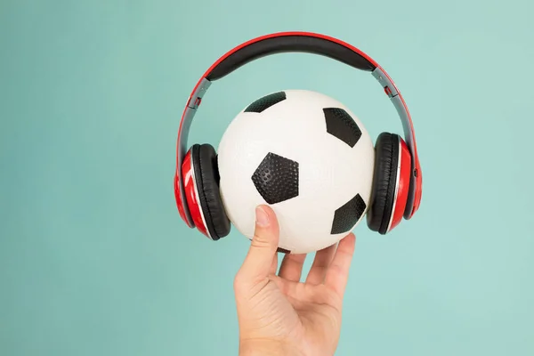 Man Soccer Ball Blue Background — Stock Photo, Image